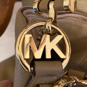 Michael Kors Beige Handbag with Gold Accents